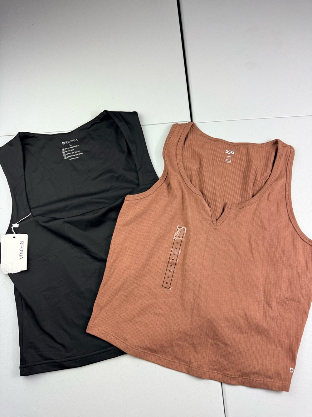 DSG Mauve-Brown Ribbed Notch Tank and black top bundle